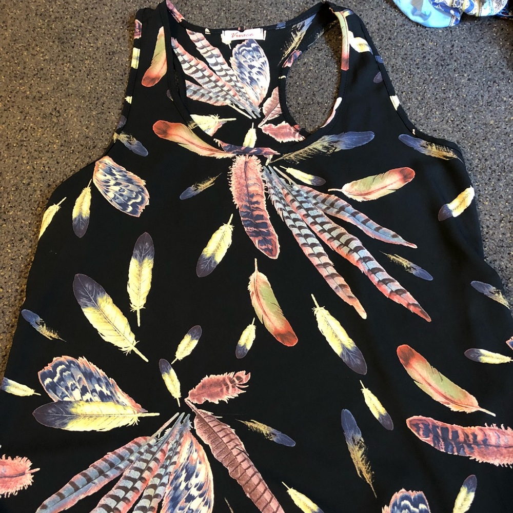 Black and feather tank top